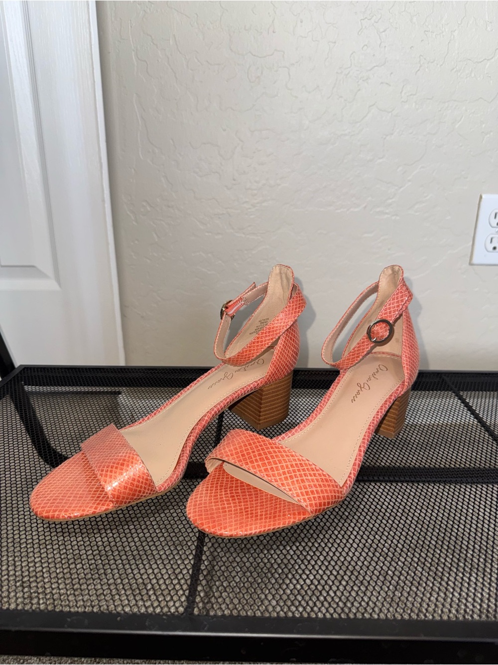 Women's Coral Ankle-Strap Snake Skin Block Heels Sandals